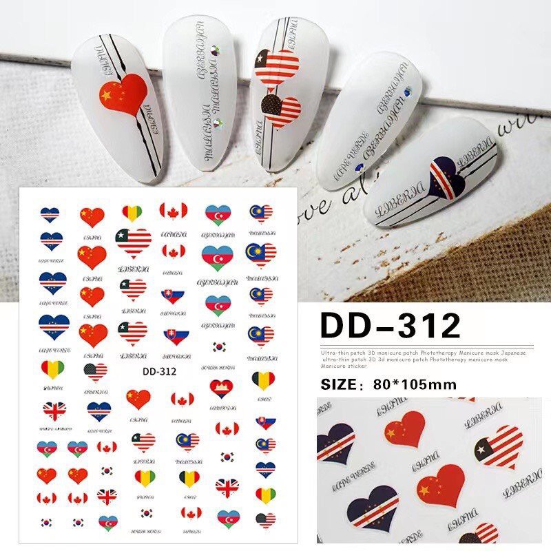 Sticker & Decal dán móng tay hình cờ, quốc kỳ