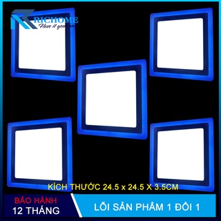Bộ 5 đèn ốp trần, đèn led ốp trần nổi 24w 2 màu 3 chế độ thiết kế vuông thay đổi ánh sáng theo mỗi lần bật tắt công tắc