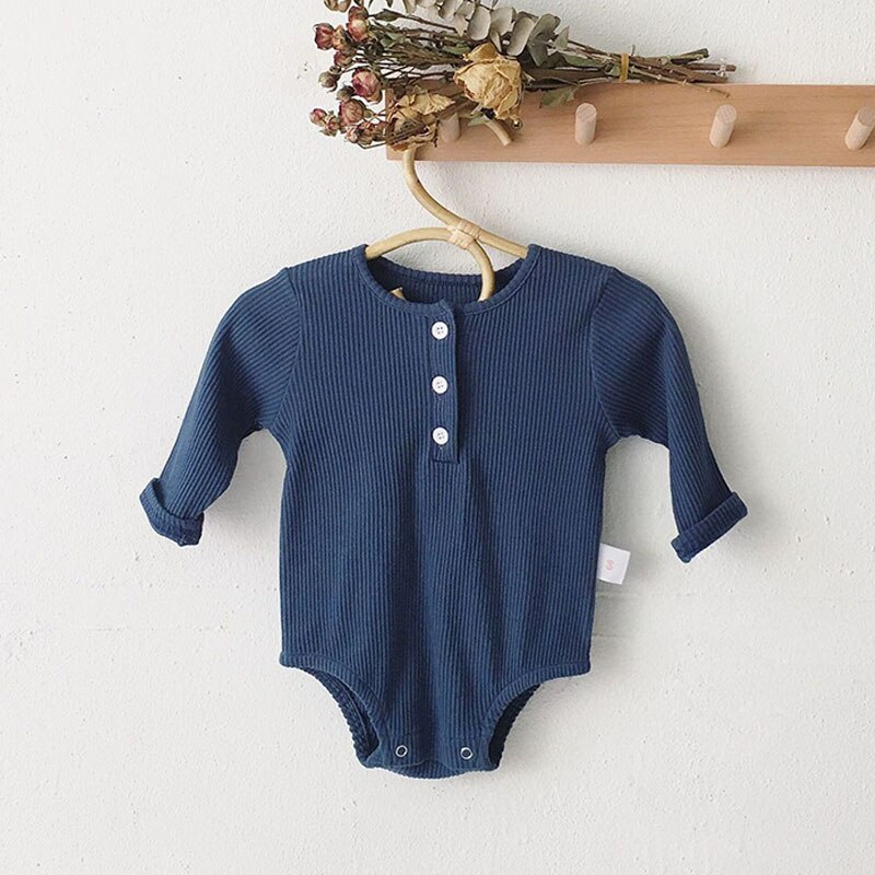 BEAR LEADER Bộ Áo Liền Quần Tay Dài Bằng Cotton Màu Trơn In Hình Chú Gấu Dễ Thương Thời Trang Mùa Thu Cho Bé Trai + Gái