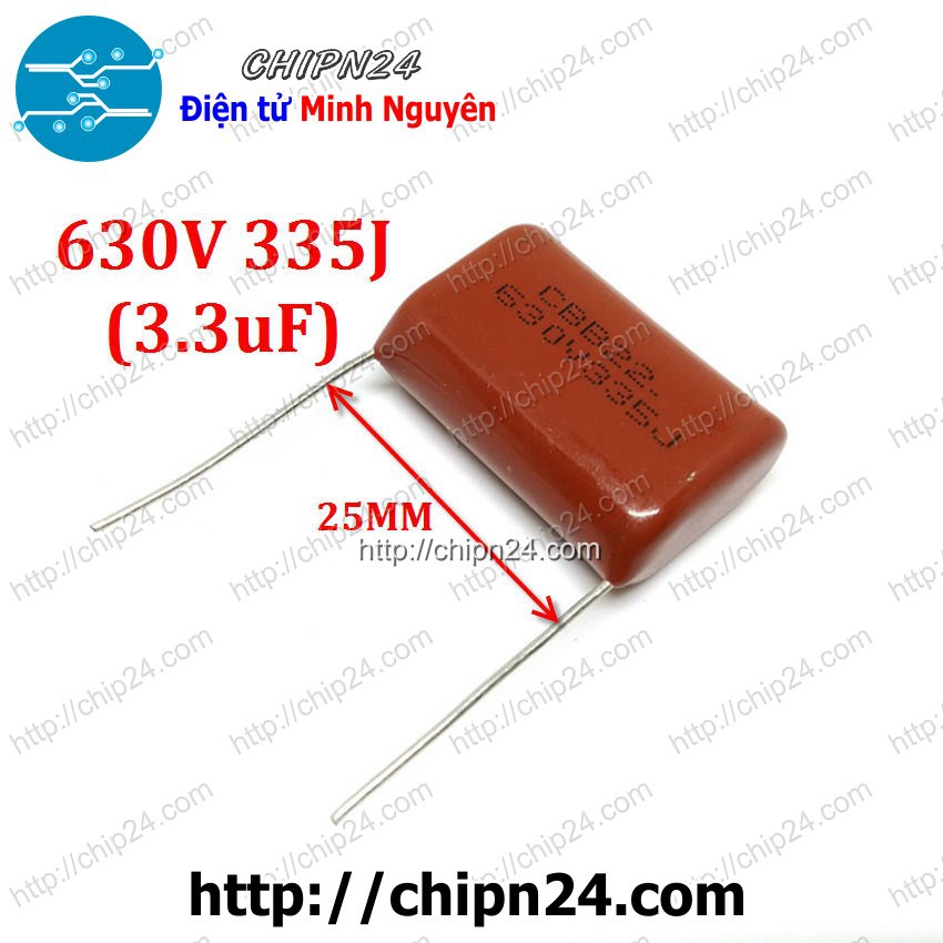 [2 CON] Tụ CBB 630V 335J (3.3uF) 25mm