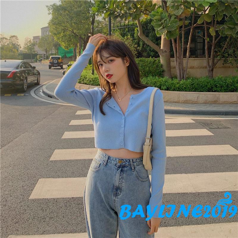 Áo Khoác Cardigan Dệt Kim Tay Dài Có Nút Thời Trang Dành Cho Nữ