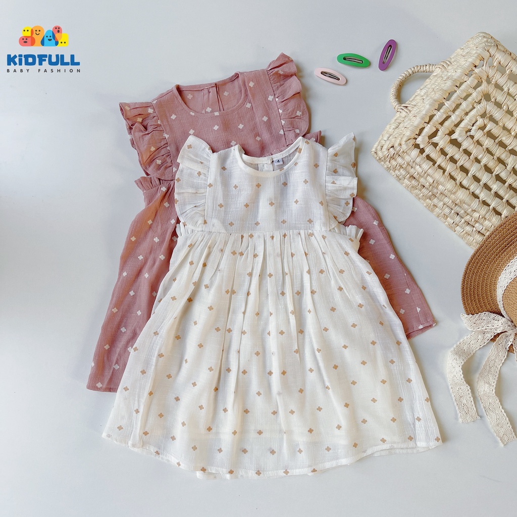 Váy cánh tiên đũi mát cho bé, đầm babydoll xinh xắn dễ thương cho bé gái