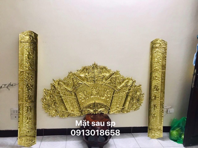 Hoành phi câu đối, Bộ cuốn thư đại tự câu đối bằng đồng nguyên chất 1m35,1m55.