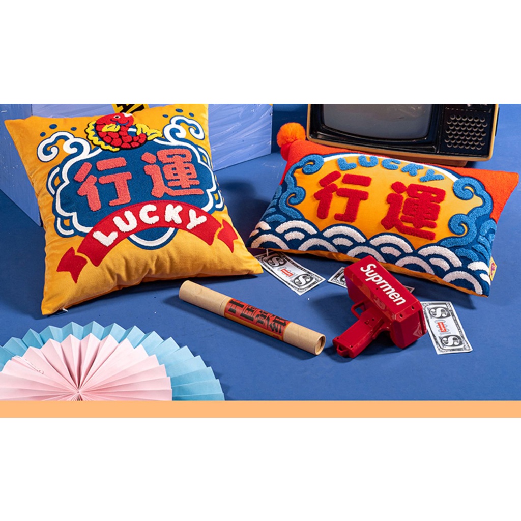 ✟✗Joy Gối Tựa Lưng Thêu Hình Sư Tử Nhảy Múa Truyền Thống Trung Hoa Trang Trí Ghế sofa / Xe Hơi / Tiệc Cưới