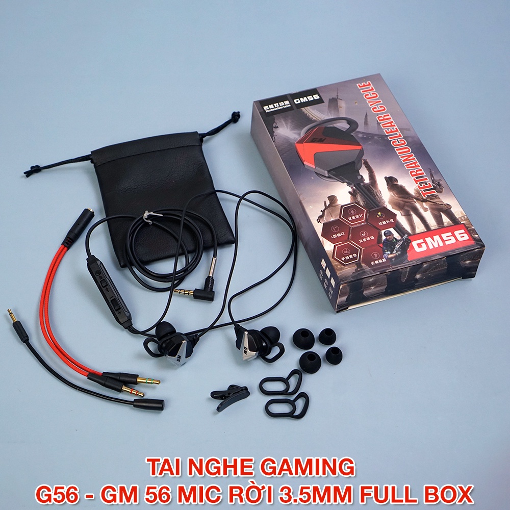 Tai nghe gaming có mic rời G56 3.5mm - Tai nghe gaming có dây G56 Dual driver