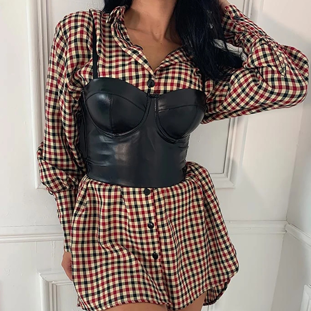 Áo hai dây Da Pu Khoét Sâu Quyến Rũ Cho Nữ