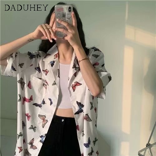 Áo sơ mi mỏng tay ngắn in hình ngọt ngào mùa hè 2022 cho nữ