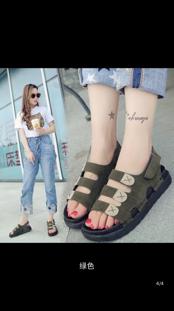 Giày sandal quai hậu giày nữ đế bánh mì 3 quai ngang