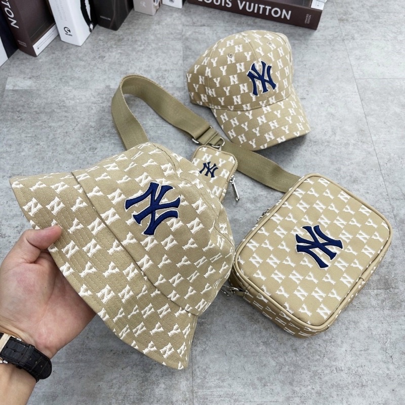 Full MLB Monogram Beige Và Xanh Navy Full Tag