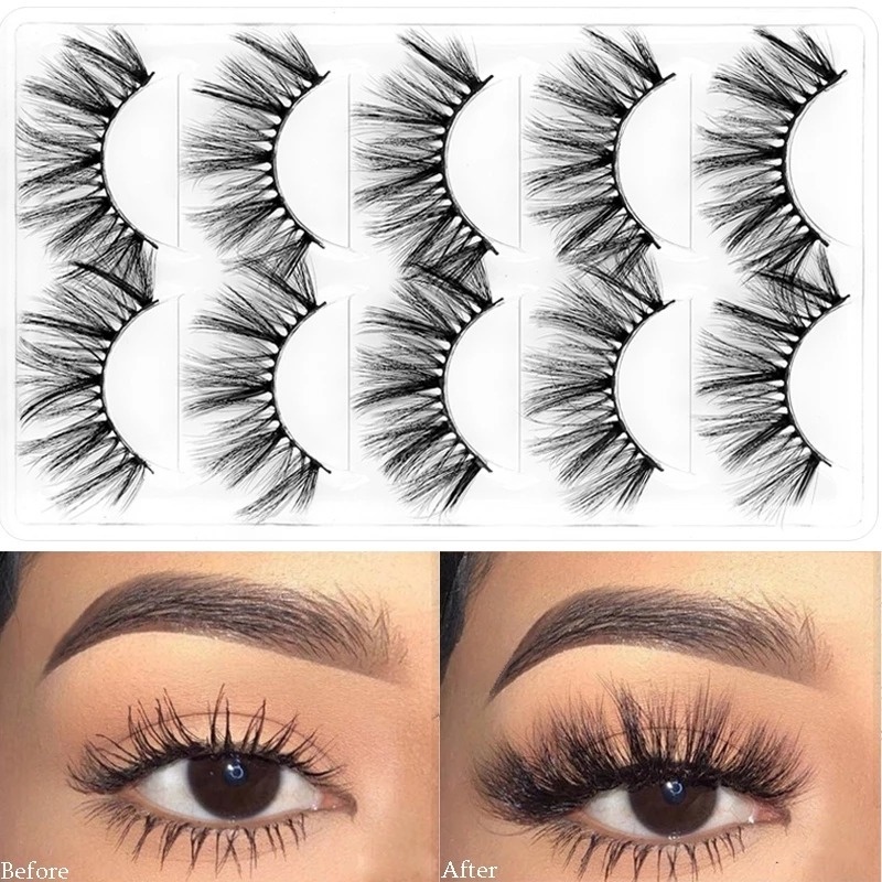 Hộp 10 Cặp Lông Mi Giả Dài Tự Nhiên Trang Điểm Tiện Dụng