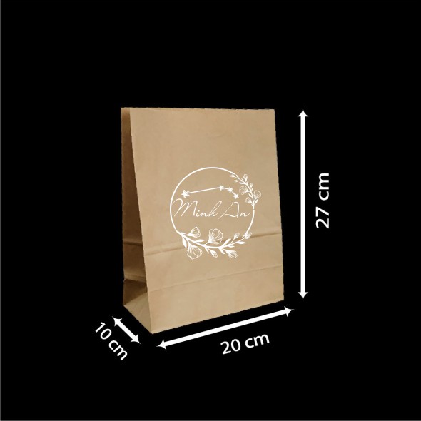 Set 10 Túi giấy kraft Đáy Vuông Đựng Thực Phẩm Khô và Các Loại Bánh
