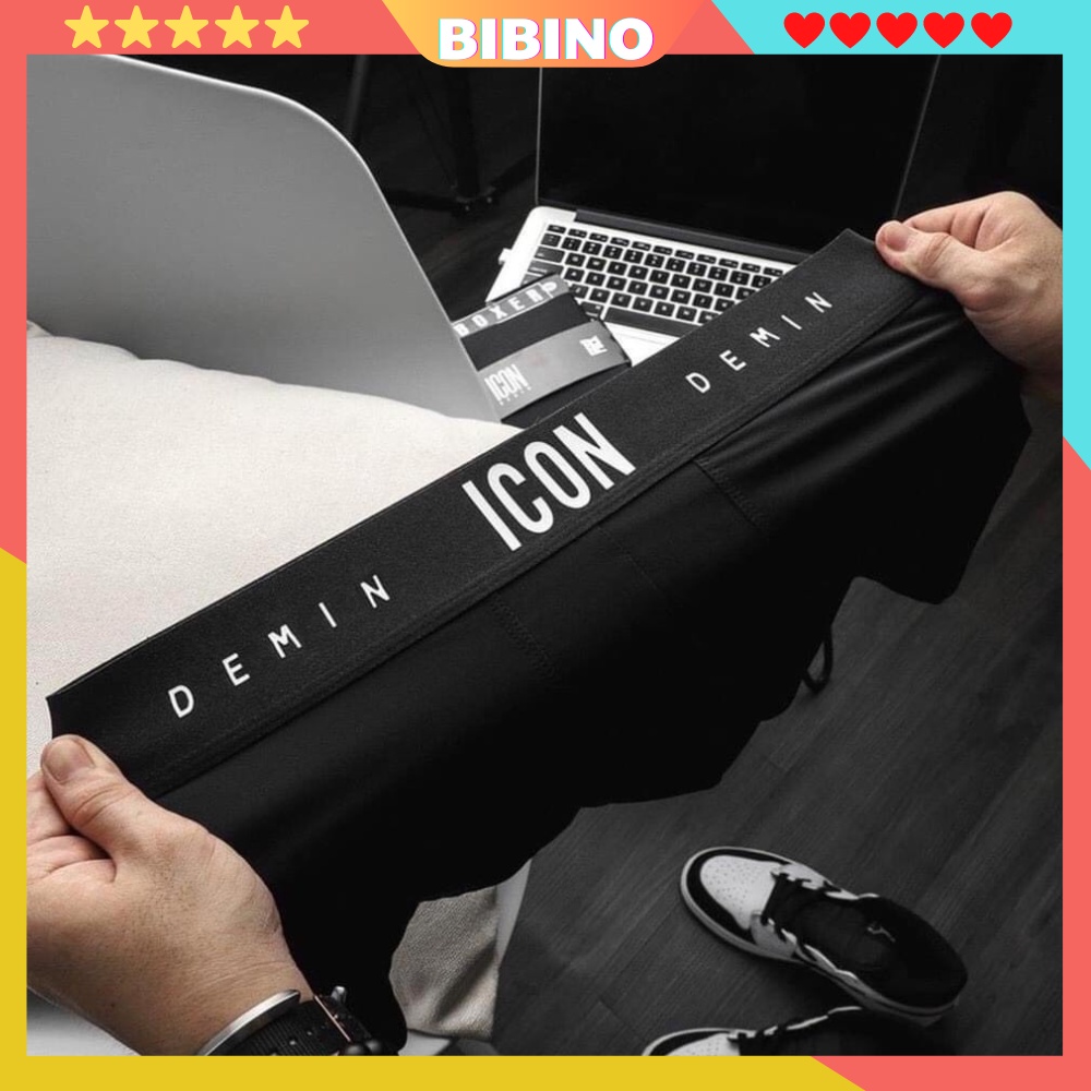 Quần lót nam cao cấp thun lạnh boxer thông hơi thoáng khí vải thun cotton mềm mịn co dãn bốn chiều cạp to ICON BIBINO