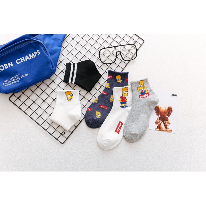 Vớ Cao Simpson In hình Họa tiết Họat Hình Tất Cổ Cao Nữ Cotton Ulzzang Hàn Quốc Tất Cao Cổ Nữ Dễ thương Nhật Bản