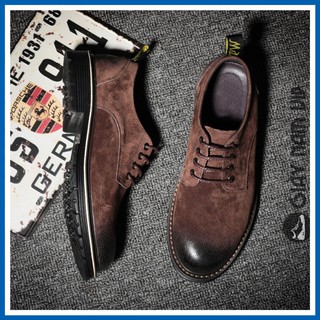 Giày Da Lộn Nam Cao Cấp Hàn Quốc Phong Cách Cổ Thấp GIAYNAMVIP Giày Đốc Nam Cổ Ngắn Vintage GNK20