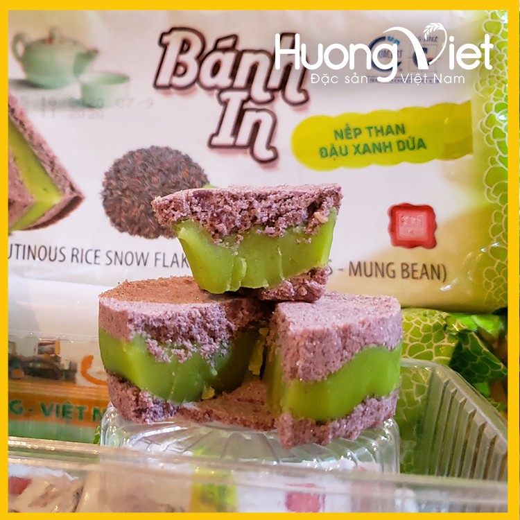 [6 BÁNH TRÒN] BÁNH IN NẾP THAN ĐẬU XANH LÁ DỨA, đặc sản bánh in Sóc Trăng Tân Huê Viên