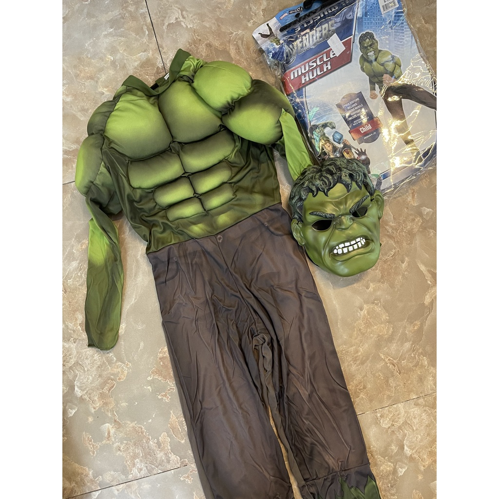 HM0043 Trang Phục Áo Liền Quần Kèm Mặt Nạ Hóa Trang Nhân Vật Khổng Lồ Xanh Hulk Cho Bé Trai