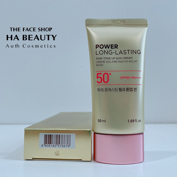 Kem chống nắng nâng tone trang điểm dưỡng da The Face Shop Power Long Lasting Pink Tone Up Sun Cream SPF50+PA+++ 50ml | BigBuy360 - bigbuy360.vn