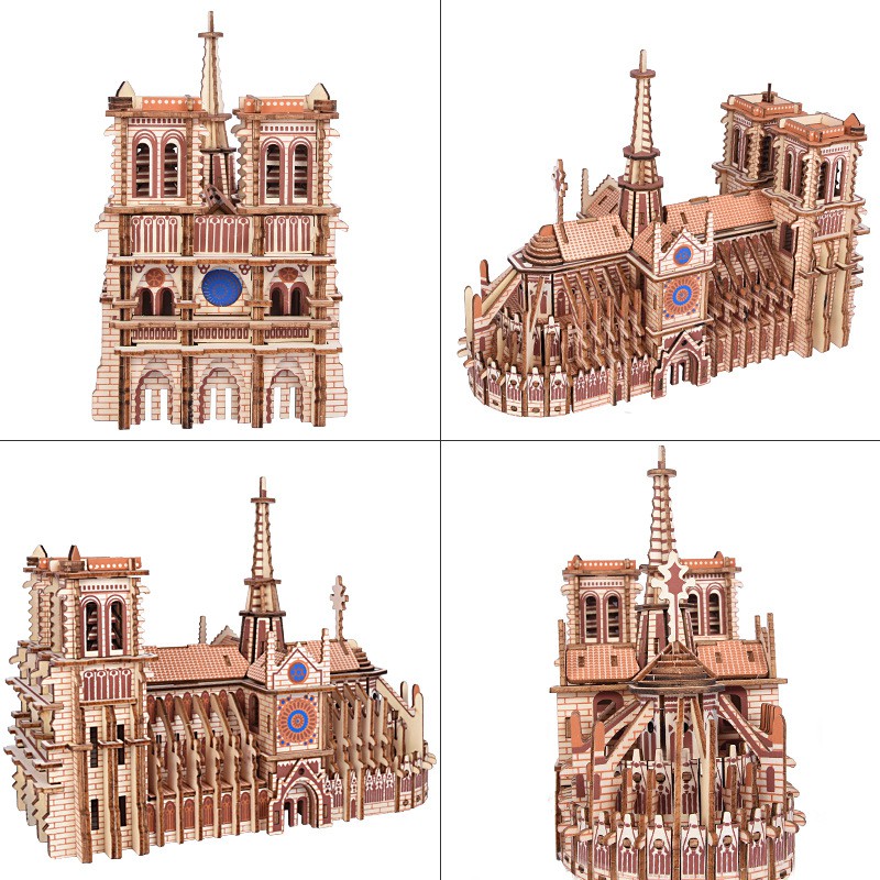 Đồ chơi lắp ráp 3D gỗ Birkeetoys mô hình Nhà Thờ Đức Bà cắt Lazer