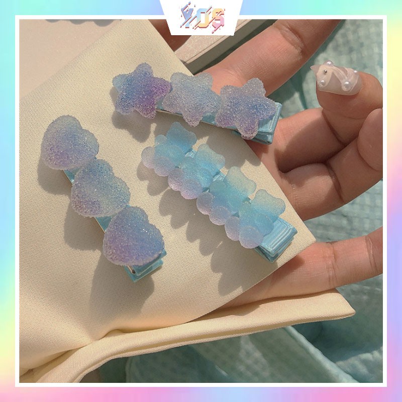 [Mã SKAMCLU8 giảm 10% cho đơn từ 100K] Kẹp tóc họa tiết kẹo dẻo Jelly xanh pastel xinh xắn