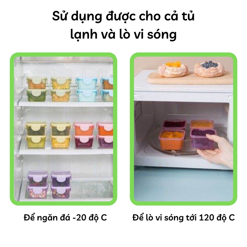 Hộp Trữ Đông Mini Có Nắp Chống Rò Rỉ 60ml Bảo Quản Thức Ăn An Toàn Cho Bé Ăn Dặm YOOTA BABY