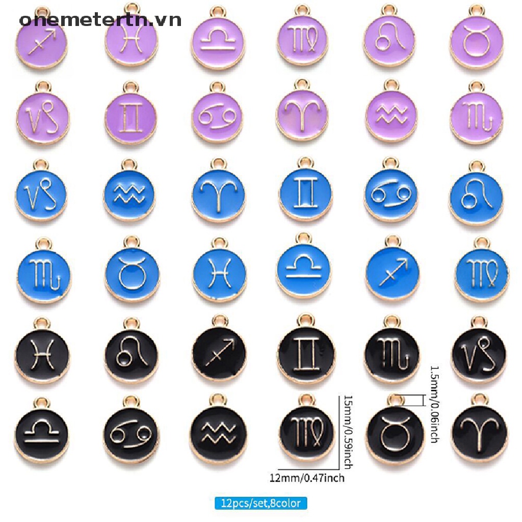 Onemetertn Set 12 Mặt Dây Chuyền Hợp Kim Tráng Men Hình Cung Hoàng Đạo Làm Đồ Trang Sức Thủ Công Diy