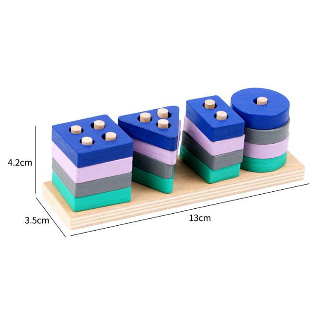 Đồ chơi trí tuệ gỗ,bộ tháp 4 cọc montessori mini bé học thả cọc,xếp chồng,to nhỏ,an toàn cho trẻ em,hàng đẹp-Shopmina123