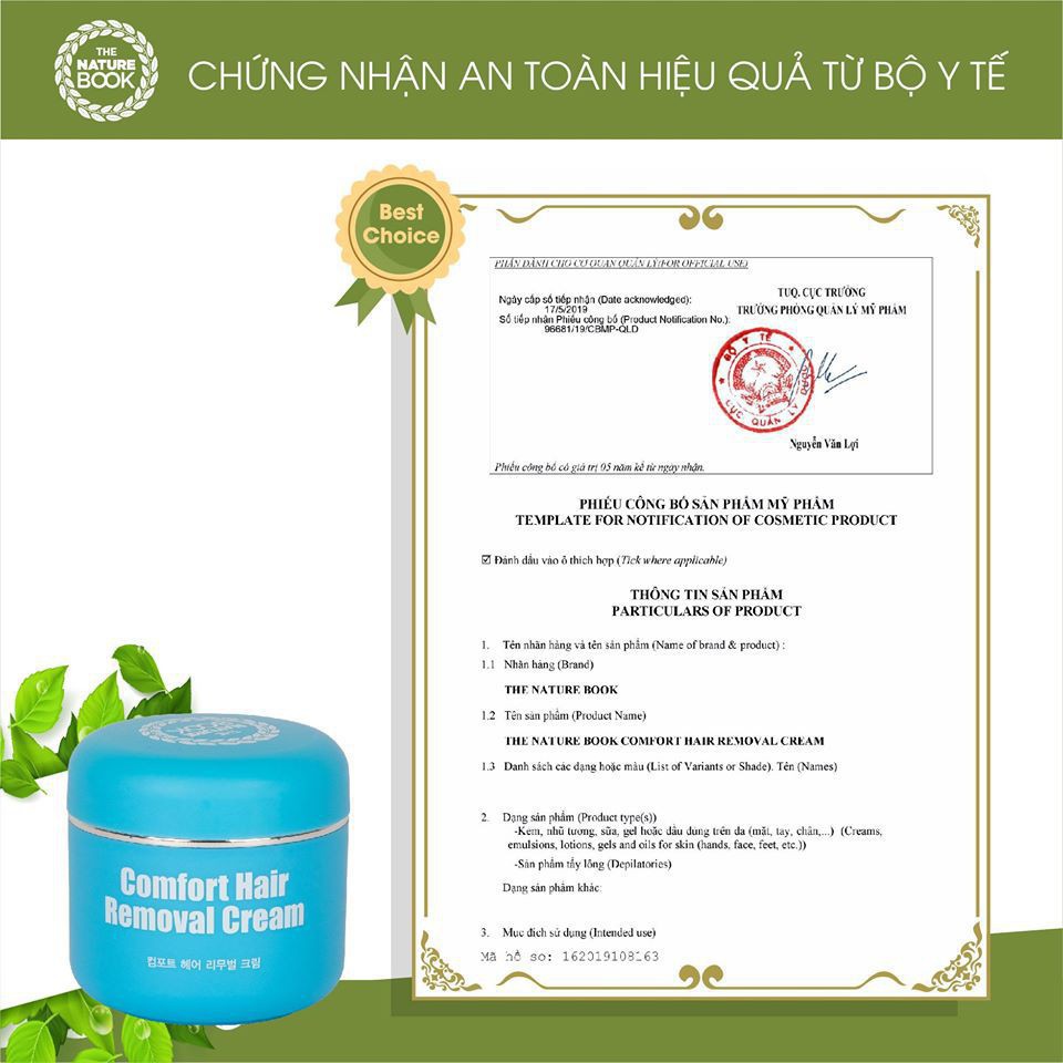 Kem Tẩy Lông The Nature Book Comfort Hair Removal Cream