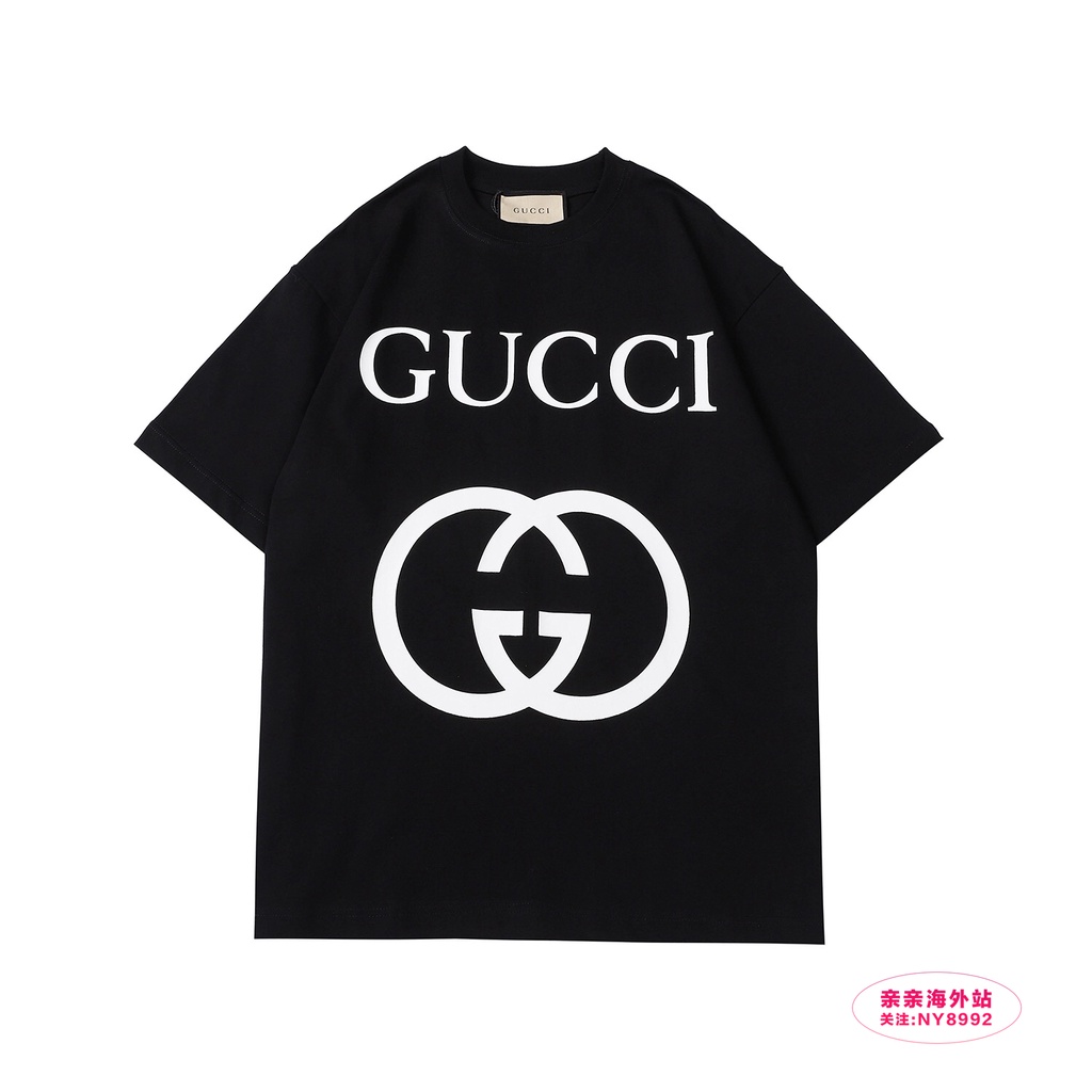 Áo Thun Tay Ngắn Cổ Tròn In Logo Gucci/Guchi Thời Trang Cho Nam Nữ