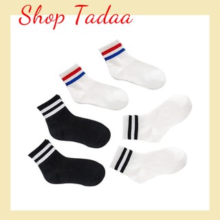 Tất vớ kẻ sọc cổ đen trắng, kiểu dáng basic - Tadaa shop