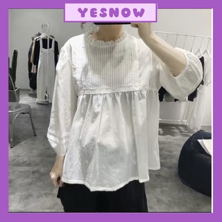[Qùa Tặng Dây Buộc Tóc Bạn Nhé] Áo babydoll phối ren, áo sơ mi xếp li ngực tay lỡ