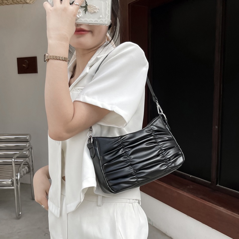 Túi Đeo Vai / Kẹp Nách 2 Ngăn Màu Trắng Phối Dây Xích Thời Trang Cho Nữ IELGY