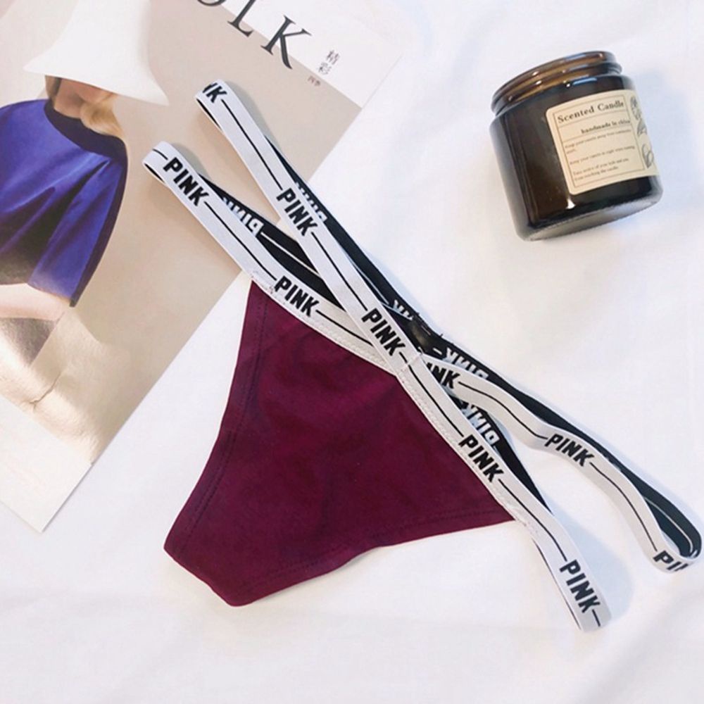 Quần Lót Thể Thao Không Đường May Lưng Thấp In Chữ Màu Hồng Dành Cho Nữ