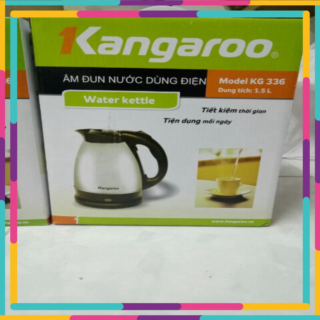 GO' 123' Bình đun nước kangaroo KG 336 1.5L chính hãng MỚI