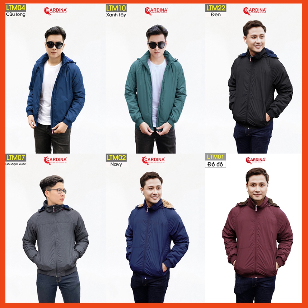 Áo khoác lông cừu nam CARDINA chất gió trơn 2 lớp cao cấp siêu nhẹ siêu ấm LTM.