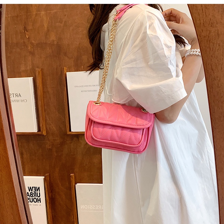 Túi đeo vai IELGY hình vuông cỡ nhỏ phối dây xích thời trang cho nữ