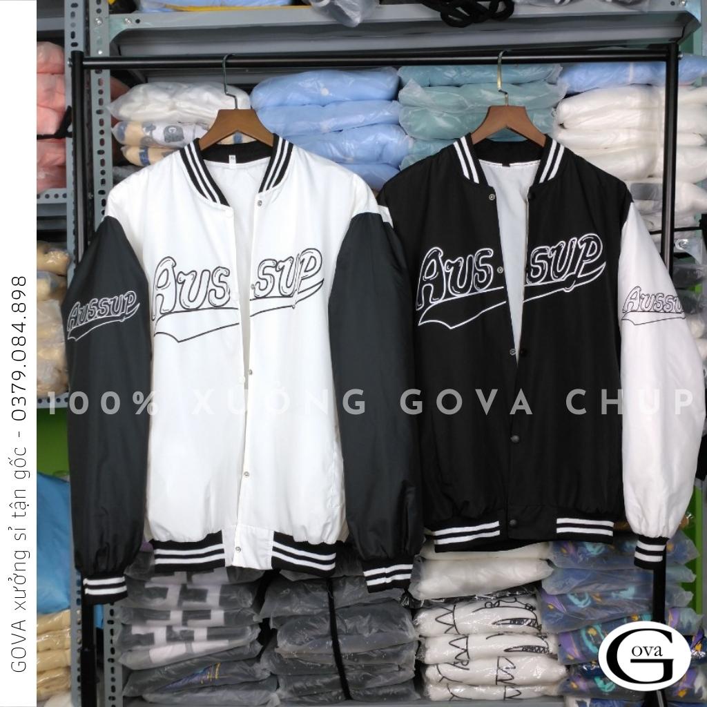 Áo Khoác Bomber Dù THÊU AUSSUP Cao Cấp Form Rộng Nam Nữ Ulzzang Unisex Thời Trang GOVA