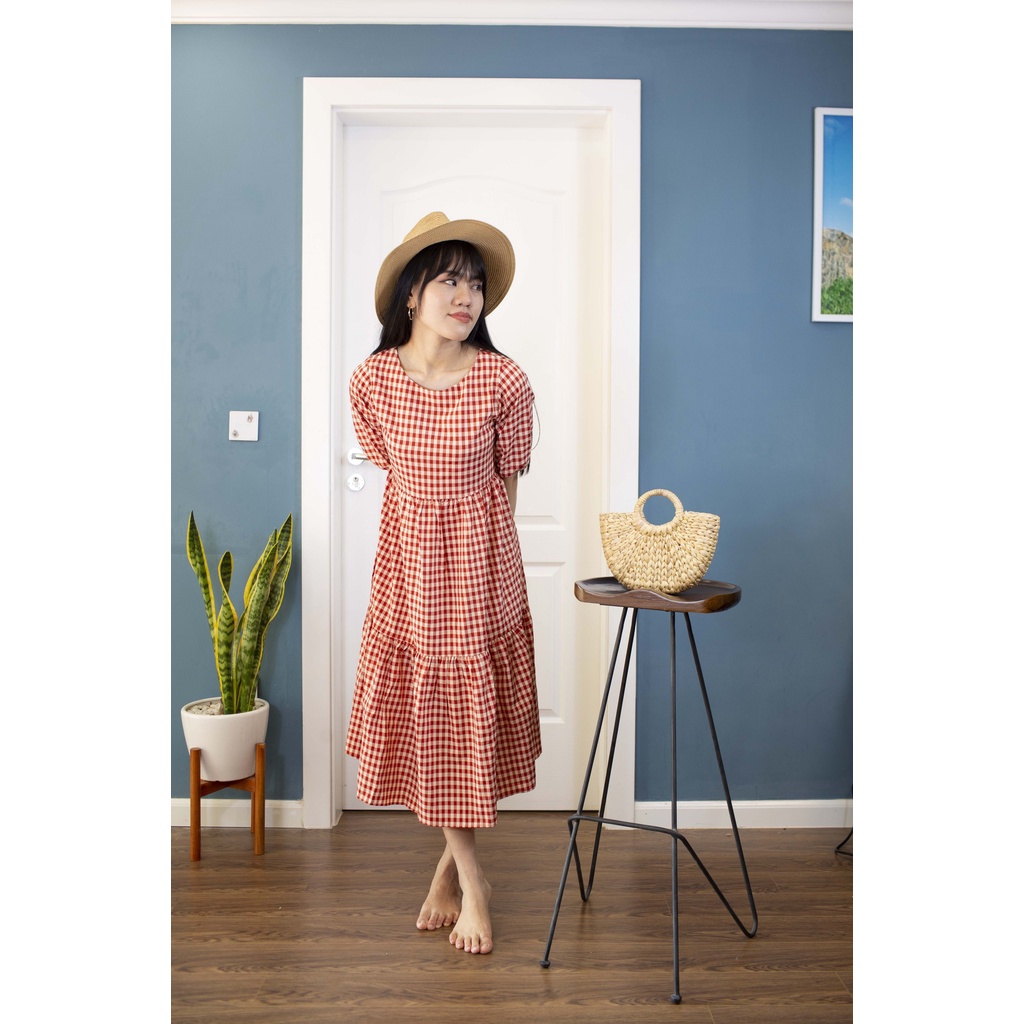 Đầm Xuông Chữ A Sọc Kẻ Hàn Quốc Dài Qua Đầu Gối, Ca Rô Dịu Dàng, Phong Cách Mùa Hè Cho Các Bạn Nữ | BigBuy360 - bigbuy360.vn