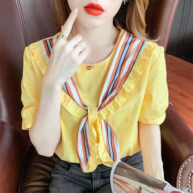 Áo Sơ Mi Chiffon Tay Phồng Phong Cách Hàn Quốc Giá Rẻ Và Xinh Xắn Miễn Phí Vận Chuyển Mùa Hè Cho Nữ