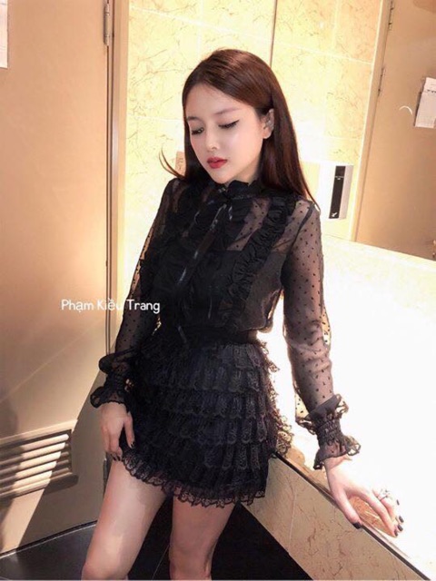 Set bộ ren bèo đen