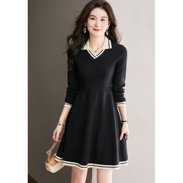 Đầm sweater Dáng Chữ a Tay Dài Chiết Eo Thời Trang Thu Đông 2022