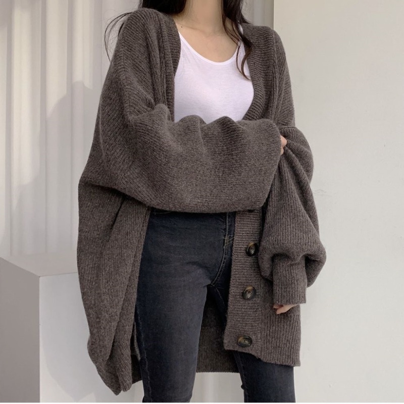 Áo Khoác Len Tay Dài Màu Trơn Thời Trang Hàn Quốc