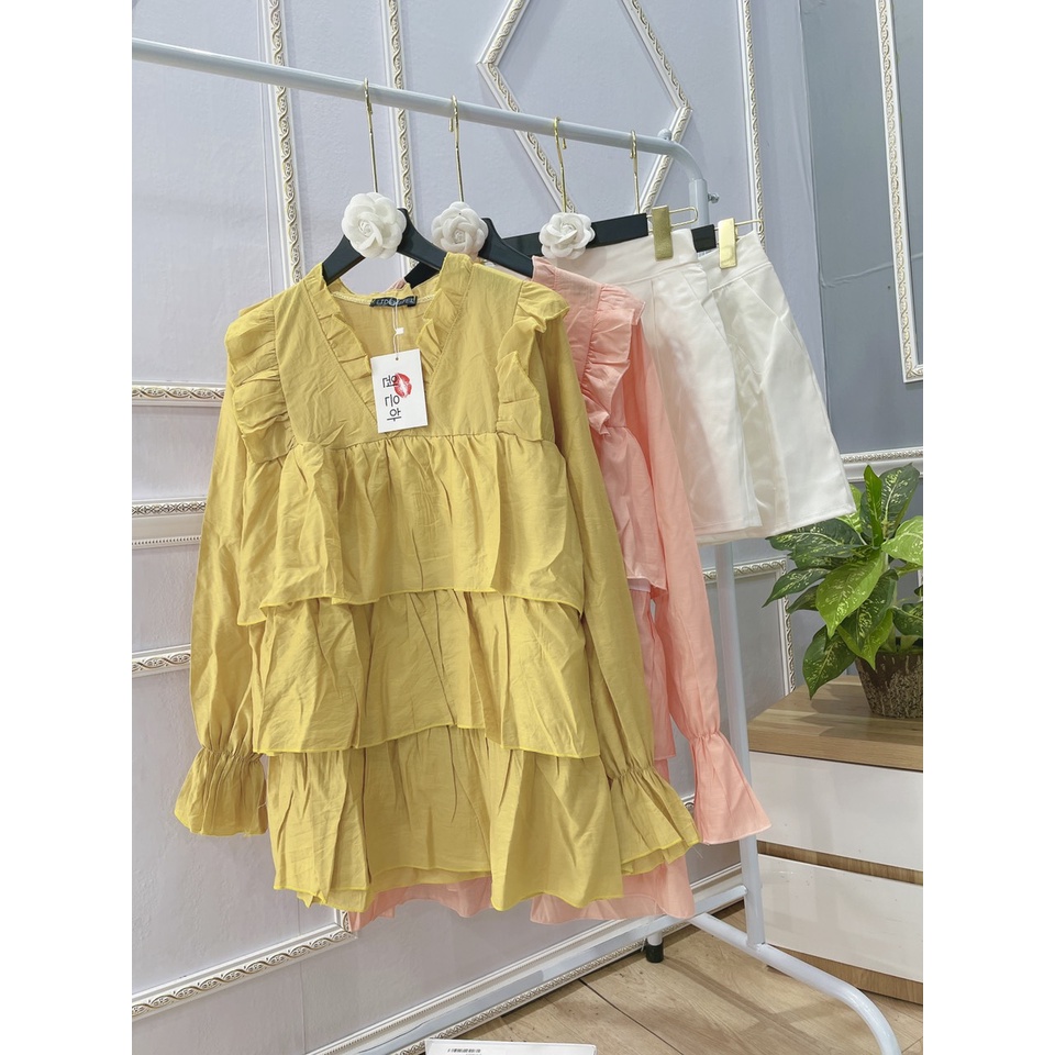 SET ÁO BÈO TẦNG MIX SOOC TRẮNG