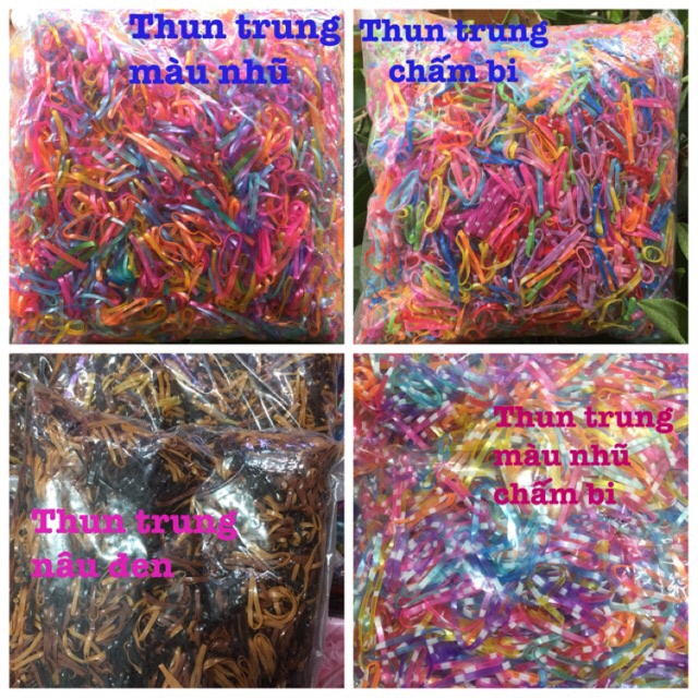 Sỉ Thun cột tóc 1kg cỡ To/Vừa/Nhỏ nhiều màu hàng mới