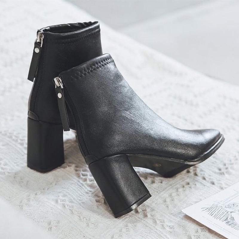 bốt da mờ có sẵn đế cao 7p boot da mờ