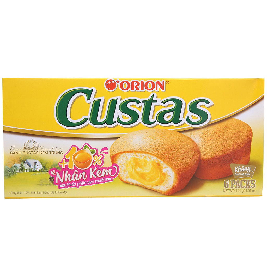 Bánh Custas Nhân Kem Trứng Hộp 6 Chiếc 141g