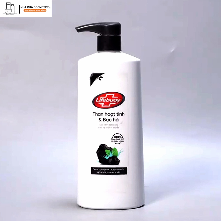 Sữa tắm sạch khuẩn Lifebuoy than hoạt tính và bạc hà 490ml