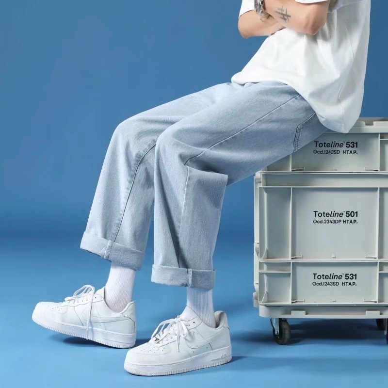 Quần Jean Dài Dáng Rộng Và Mỏng Có Dây Rút Phong Cách Hong Kong 5 Màu Sắc Tùy Chọn