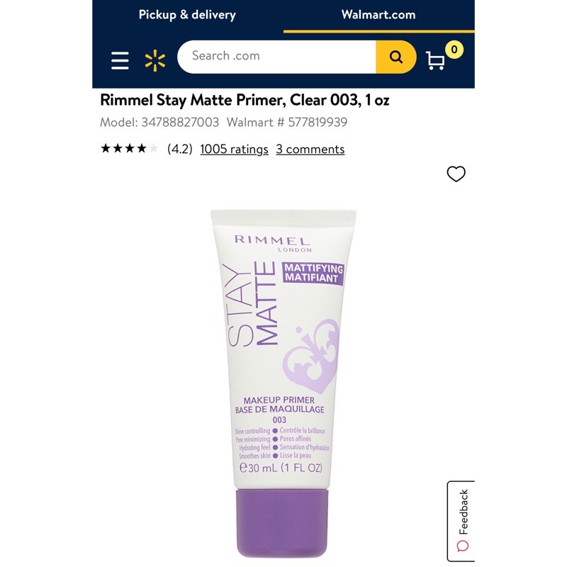 [ MẪU MỚI ] Kem Lót kiềm dầu Rimmel Stay Matte Primer