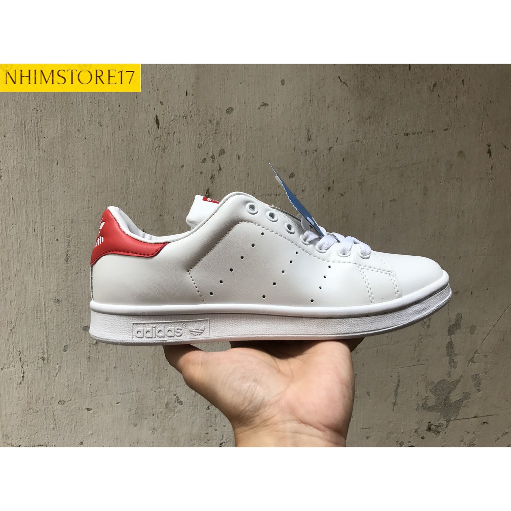 (FULL BOX) GIÀY THỂ THAO STAN SMITH WHITE Trắng Gót Đỏ