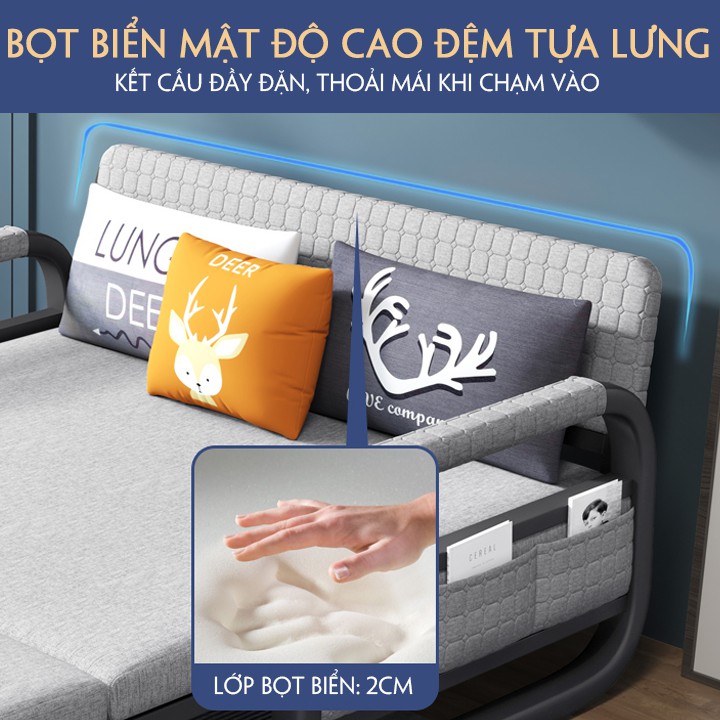 Ghế sofa giường, sofa bed cao cấp gấp gọn thành ghế sofa phòng khách, sofa khung thép chất lượng cao KT 1m36*2m03